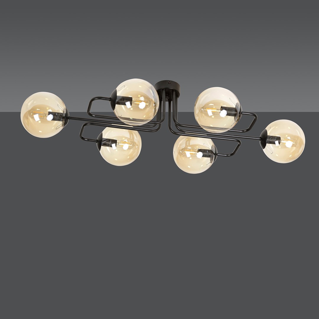 Brendi 93cm Ámbar plafón De Emibig Lighting - Brendi es una serie de l&aacute;mparas de techo que se adapta perfectamente tanto a interiores modernos como a los m&aacute;s tradicionales.