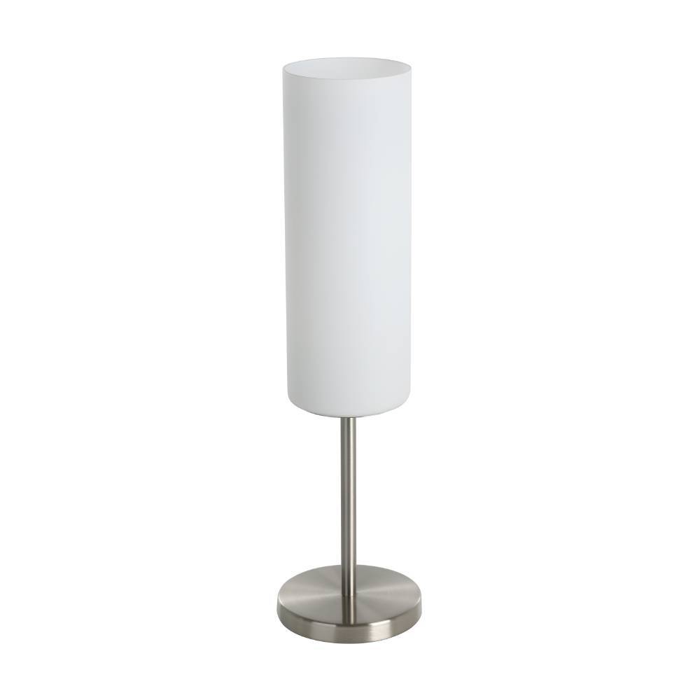 Troy 46cm Blanco lámpara de mesa De Eglo - Esta elegante l&aacute;mpara de mesa combina un dise&ntilde;o minimalista con una forma cil&iacute;ndrica cl&aacute;sica de vidrio.