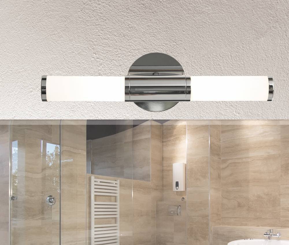 Palmera 46cm Cromo lámpara de baño De Eglo - Con sus dos fuentes de luz, emite una luz agradable y suave que ilumina la estancia y crea un ambiente acogedor.