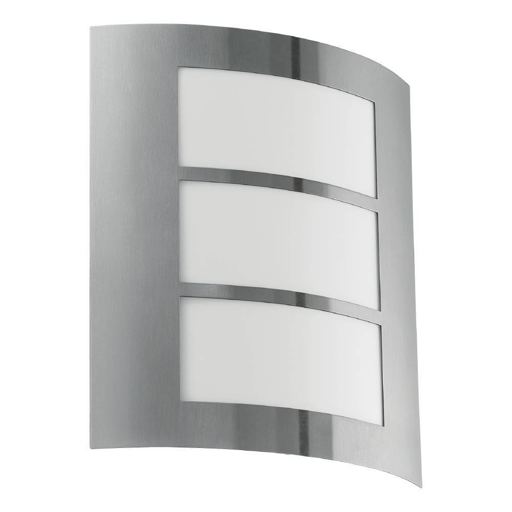 City Acero inoxidable lámpara de exterior De Eglo - Con su diseño curvo y cristal esmerilado, la lámpara difunde una luz suave y uniforme, perfecta para la entrada, el pasillo o la terraza.