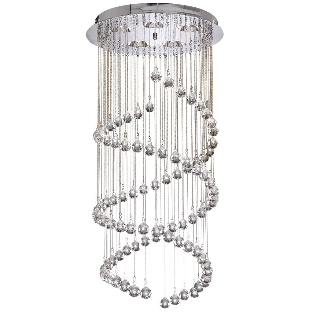 Hallway Ø40 Cromo Lámpas de techo De Searchlight - Los brillantes prismas reflejan la luz con belleza, creando un vibrante y lujoso juego de luces en la habitación, perfecto para quienes buscan un punto de atracción.