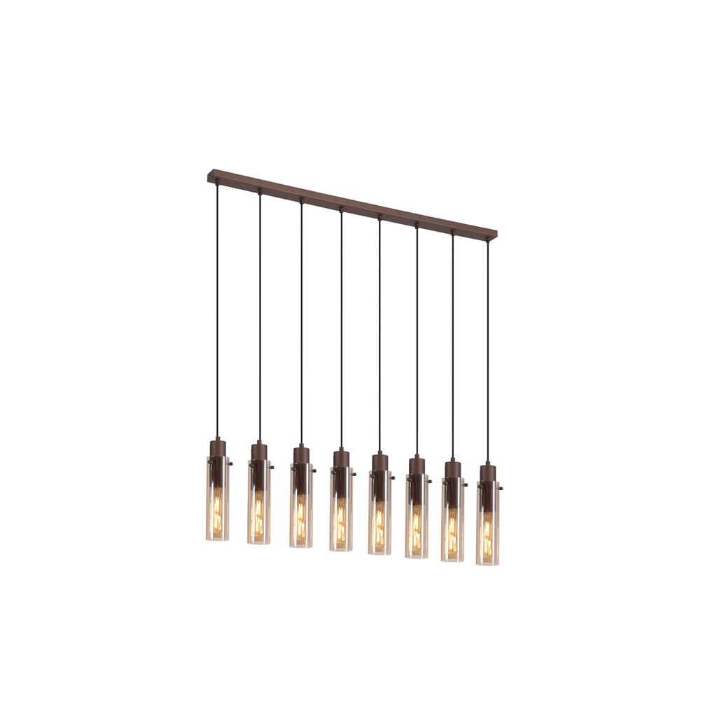 Sweden 110cm Marrón Lámpas de techo De Searchlight - Gracias a su forma alargada, la lámpara es el punto focal perfecto sobre la mesa del comedor o en la cocina, donde combina un diseño contemporáneo con detalles atemporales, proporcionando una iluminación uniforme y acogedora.