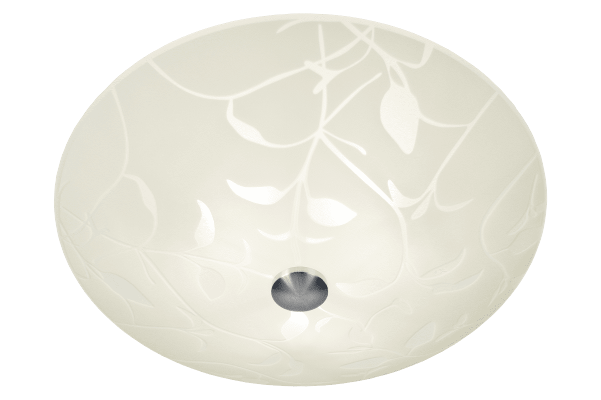 Bladverk Ø42 Blanco plafón De Aneta Lighting - La pantalla tiene una forma ligeramente en forma de concha y, con su bonito dibujo y detalles metálicos, se adapta a cualquier interior.