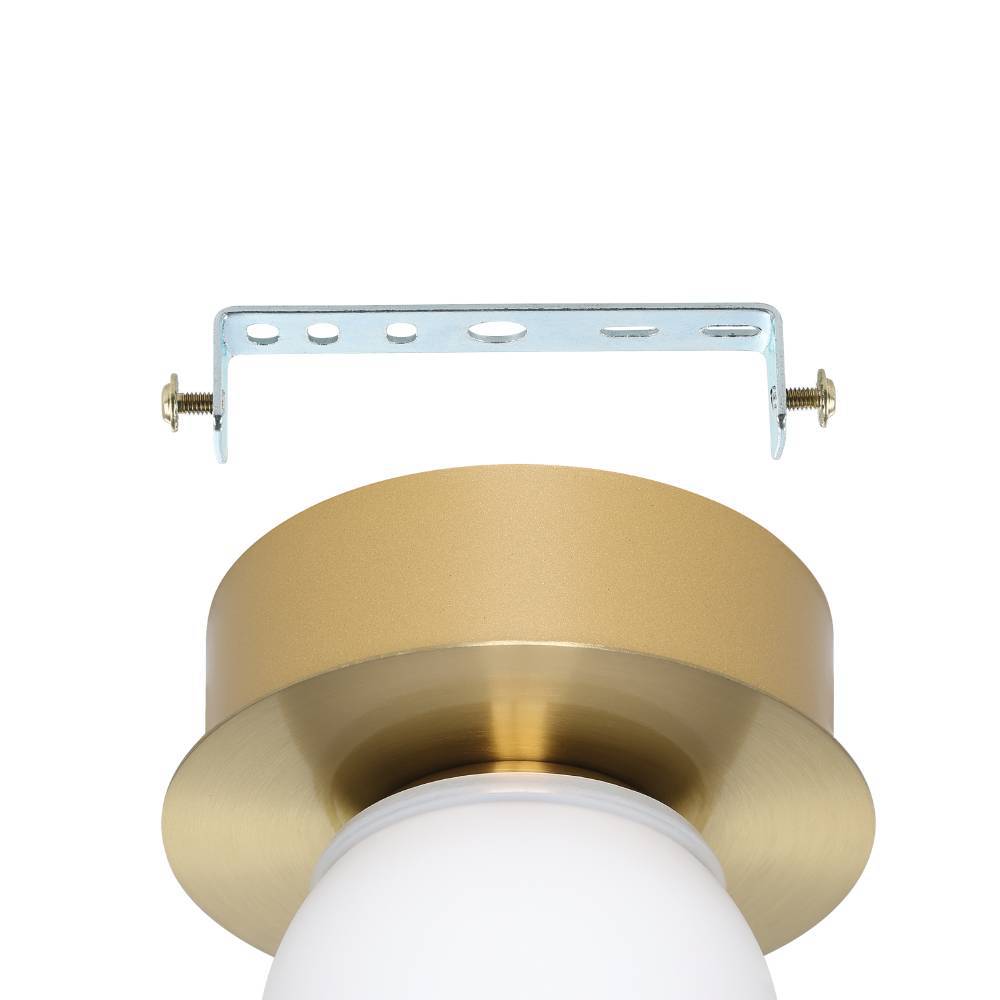 Mosiano Ø11 Oro lámpara de baño De Eglo - Con su pantalla de cristal suave y redonda y su base de metal de color dorado, crea una luz cálida y acogedora, perfecta para espacios más pequeños como pasillos o baños.