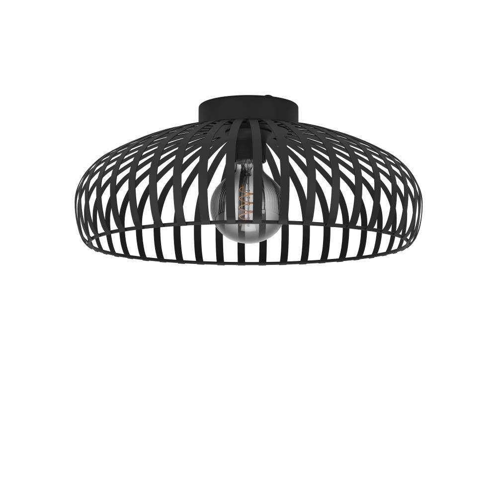 Mogano Ø43 Negro plafón De Eglo - La fuente de luz expuesta crea un fascinante juego de sombras cuando se enciende la lámpara y le da a la habitación una dimensión adicional.