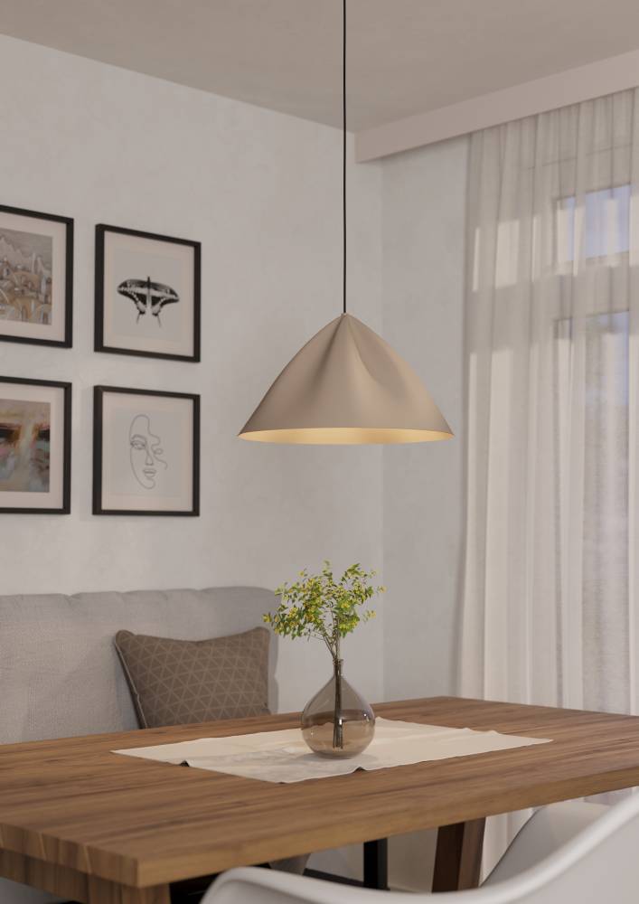 Podere Ø43 Arena Lámpas de techo De Eglo - de forma cómoda y por ello es ideal para crear un ambiente cálido y acogedor encima de la mesa del comedor o en el salón.