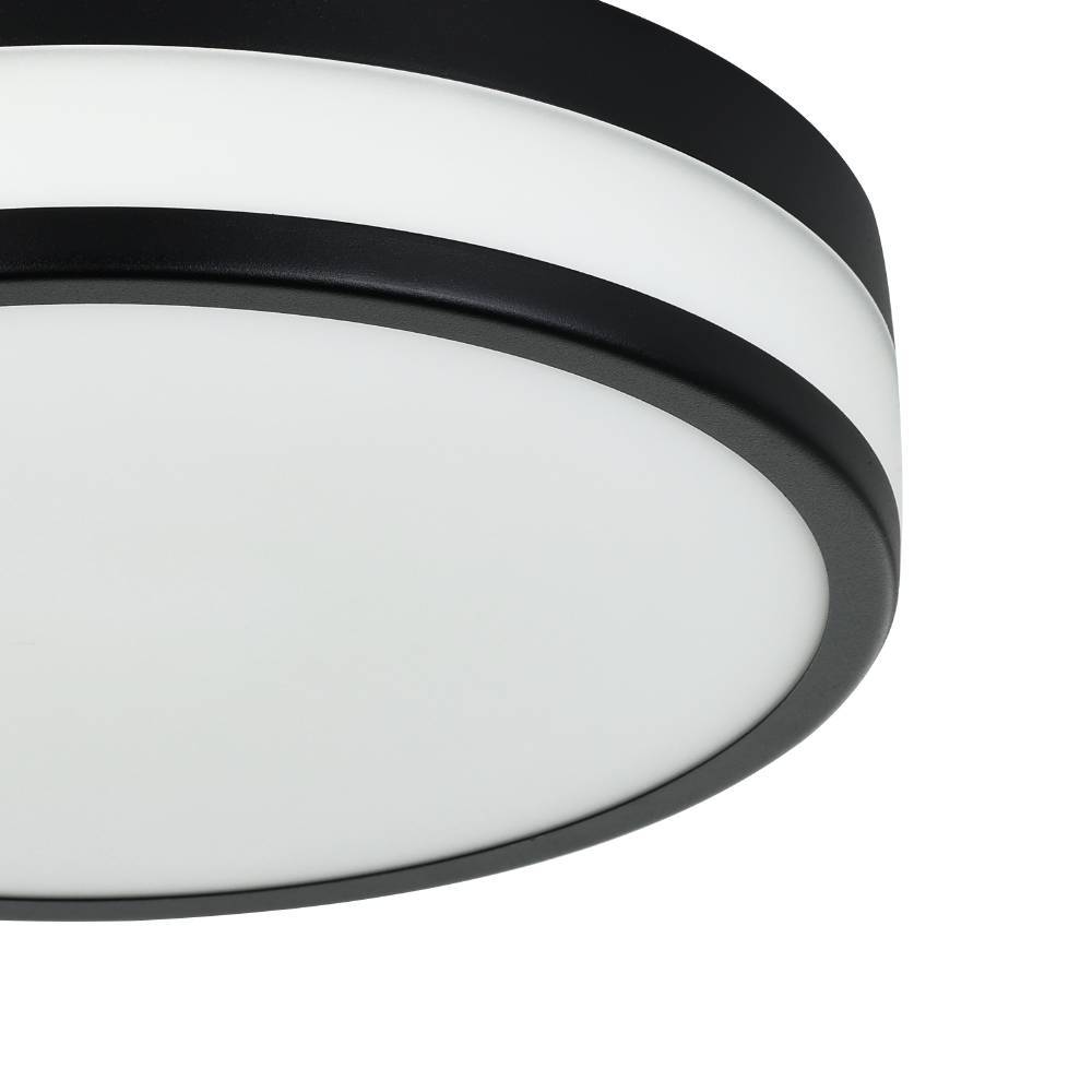 Led Palermo Ø30 Negro lámpara de baño De Eglo - El borde negro le da a la lámpara de techo un aspecto elegante y sobrio al tiempo que ayuda a distribuir una luz uniforme y agradable por toda la habitación.