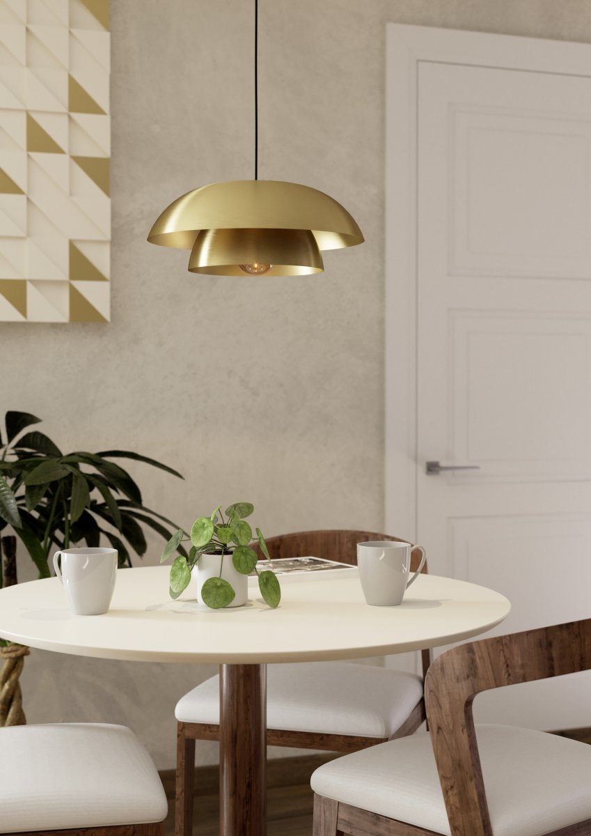 Cenciara Ø40 Latón Lámpas de techo De Eglo - Su sofisticado dise&ntilde;o combina iluminaci&oacute;n funcional con un ambiente exclusivo, convirti&eacute;ndola en un elemento de estilo ideal para, por ejemplo, el sal&oacute;n o sobre la mesa del comedor.