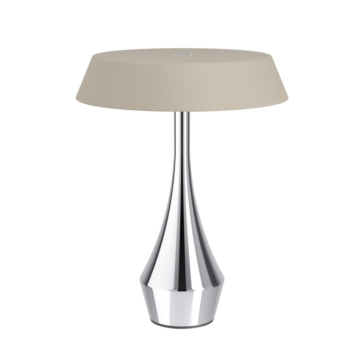 Turcio 20cm Cromo portátil De Eglo - Turcio es una lámpara portátil de metal con base de cromo pulido y pantalla texturizada color arena.