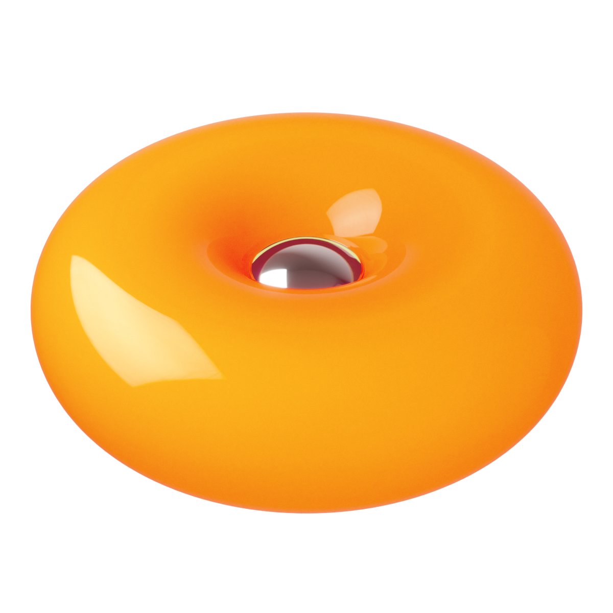 Basile 10cm Naranja lámpara de mesa De Eglo - Basile es una l&aacute;mpara decorativa de cristal naranja con detalles plateados y una forma suave y redondeada.