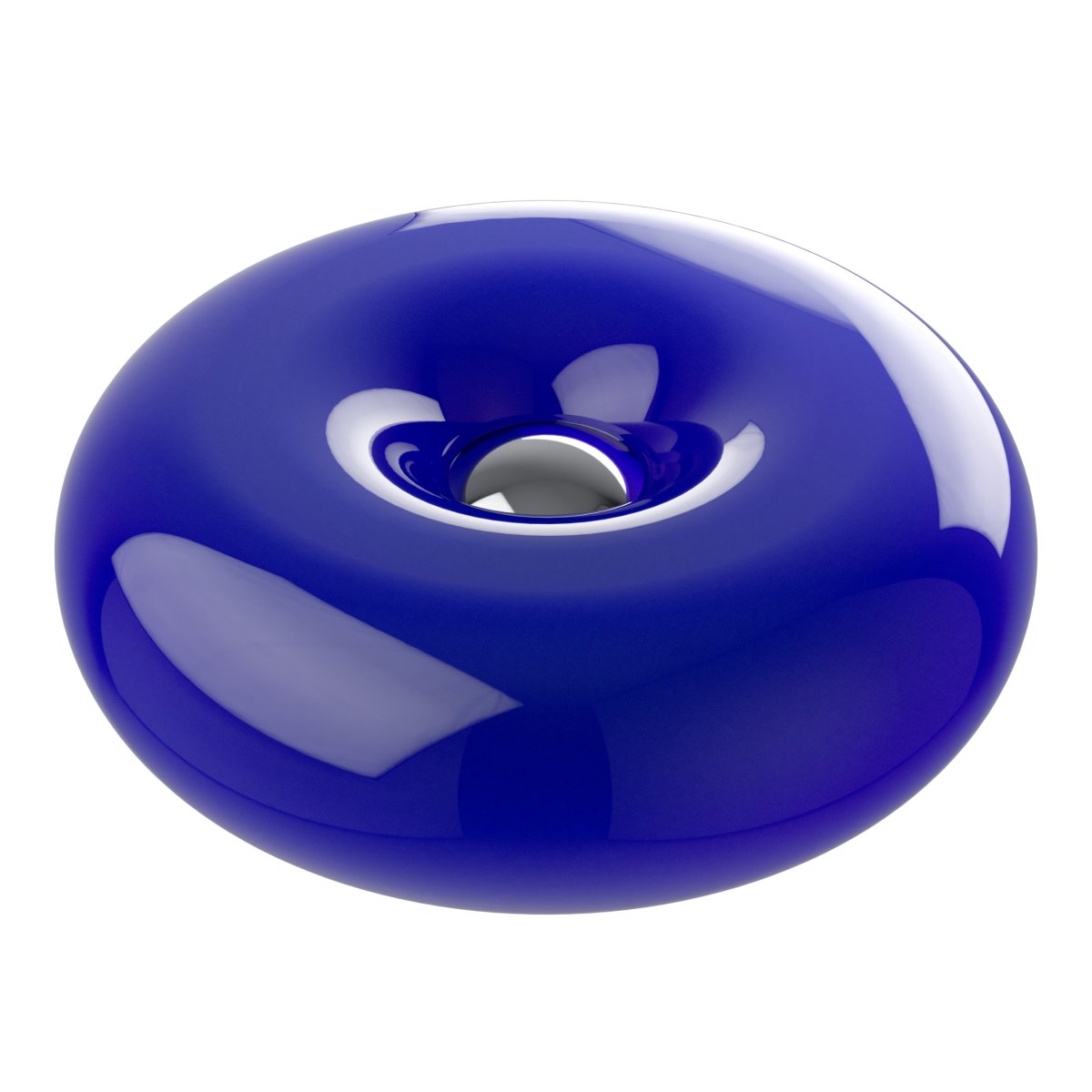 Basile 10cm Azul lámpara de mesa De Eglo - Basile es una lámpara decorativa de cristal azul con detalles plateados y una forma suave y redondeada.