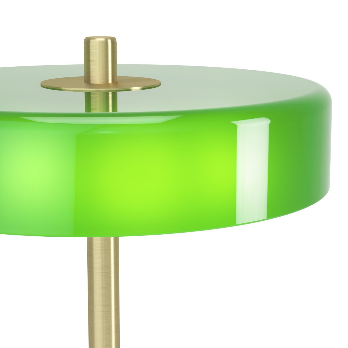 Salve 33cm Latón lámpara de mesa De Eglo - La lámpara de mesa Salve destaca por su base metálica con efecto latón y su pantalla redonda de cristal verde, que le confieren un aspecto suave y agradable.