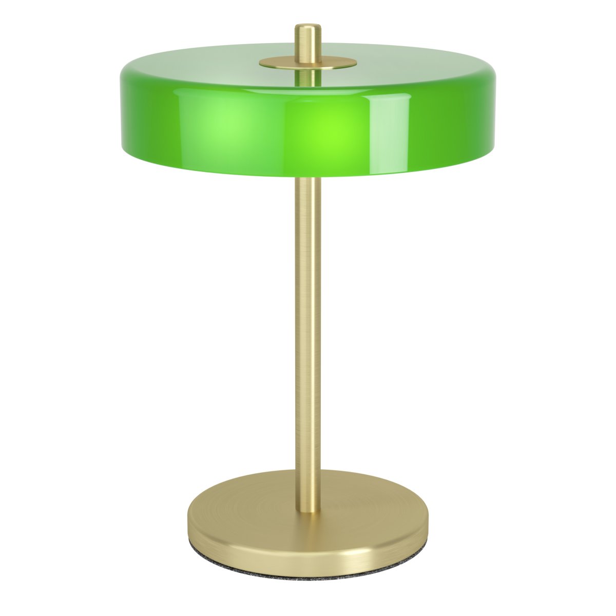 Salve 33cm Latón lámpara de mesa De Eglo - La lámpara de mesa Salve destaca por su base metálica con efecto latón y su pantalla redonda de cristal verde, que le confieren un aspecto suave y agradable.