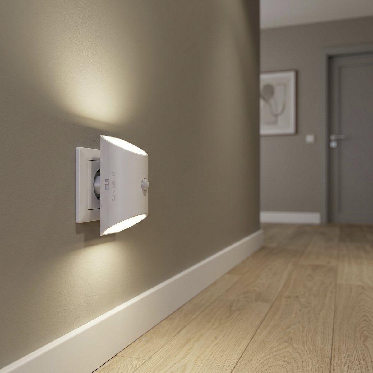 Merta Blanco lámpara de pared De Eglo - Con una altura de montaje de 1,2 metros, el sensor puede detectar movimiento en un radio de hasta 5 metros y un ángulo de detección de 120°.