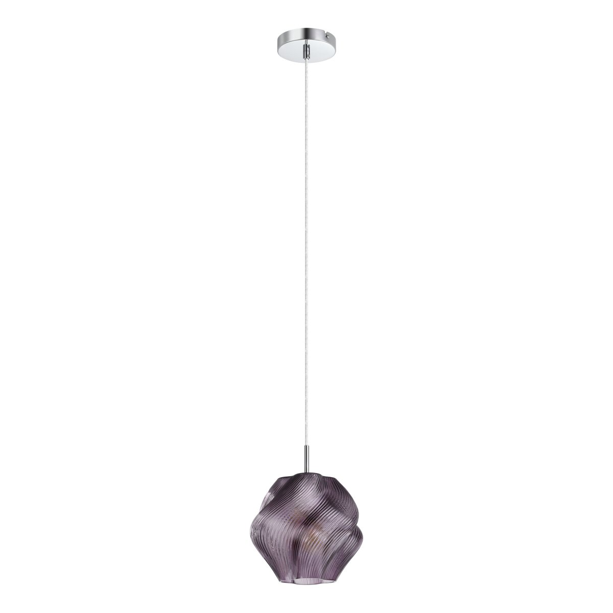 Vicenne Ø22 Púrpura Lámpas de techo De Eglo - Vicenne es una lámpara colgante decorativa de cristal violeta con detalles cromados.