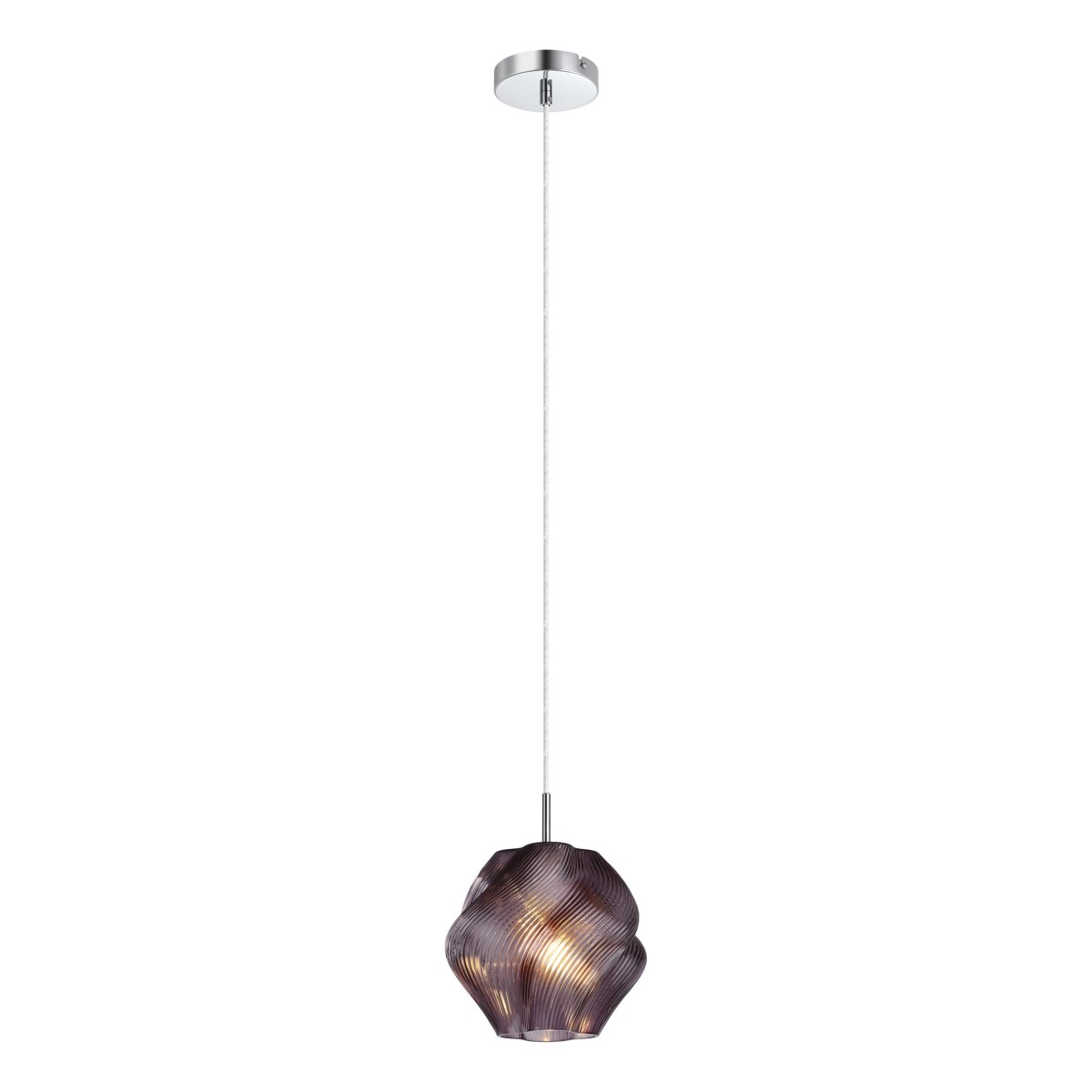 Vicenne Ø22 Púrpura Lámpas de techo De Eglo - Vicenne es una lámpara colgante decorativa de cristal violeta con detalles cromados.