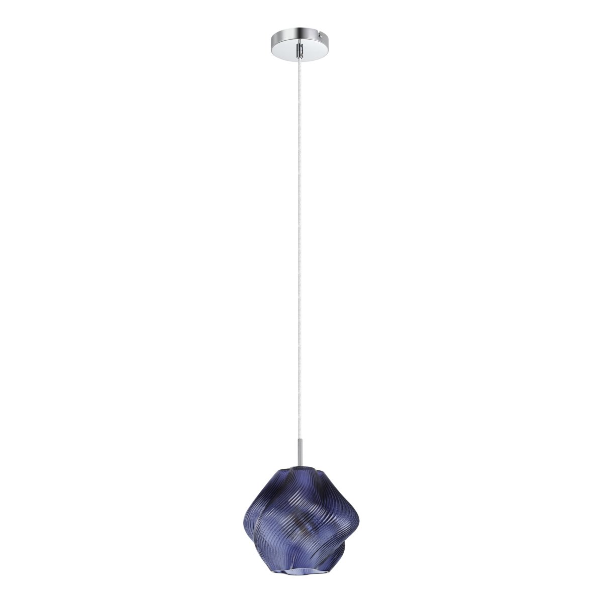 Vicenne Ø22 Azul Lámpas de techo De Eglo - Vicenne es una lámpara colgante decorativa de cristal azul con detalles cromados.