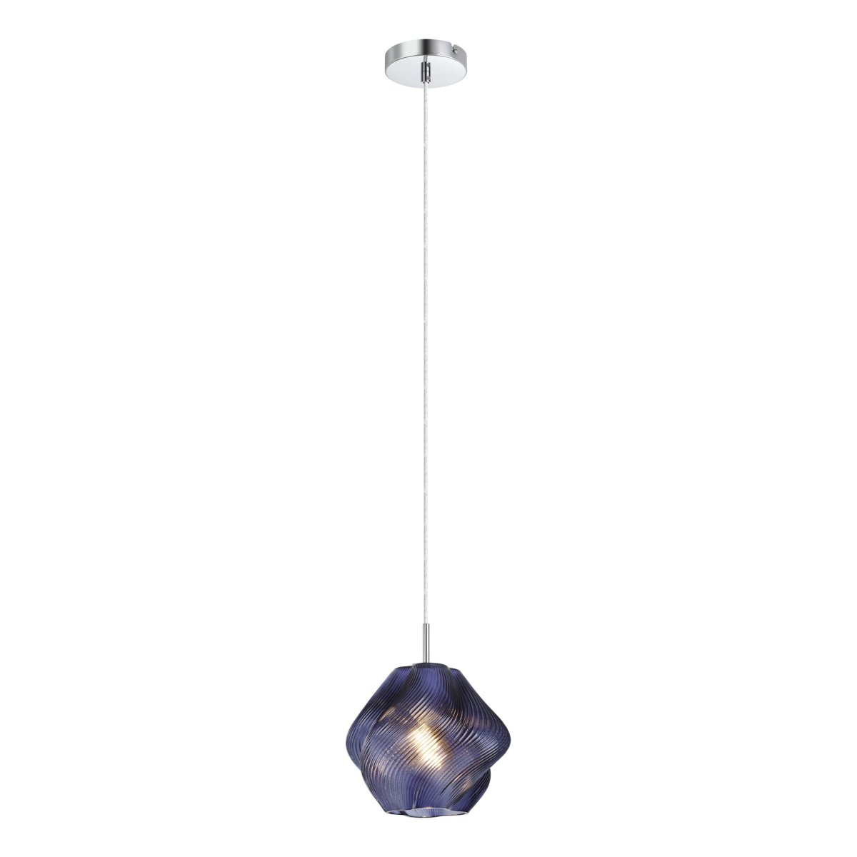 Vicenne Ø22 Azul Lámpas de techo De Eglo - Vicenne es una lámpara colgante decorativa de cristal azul con detalles cromados.