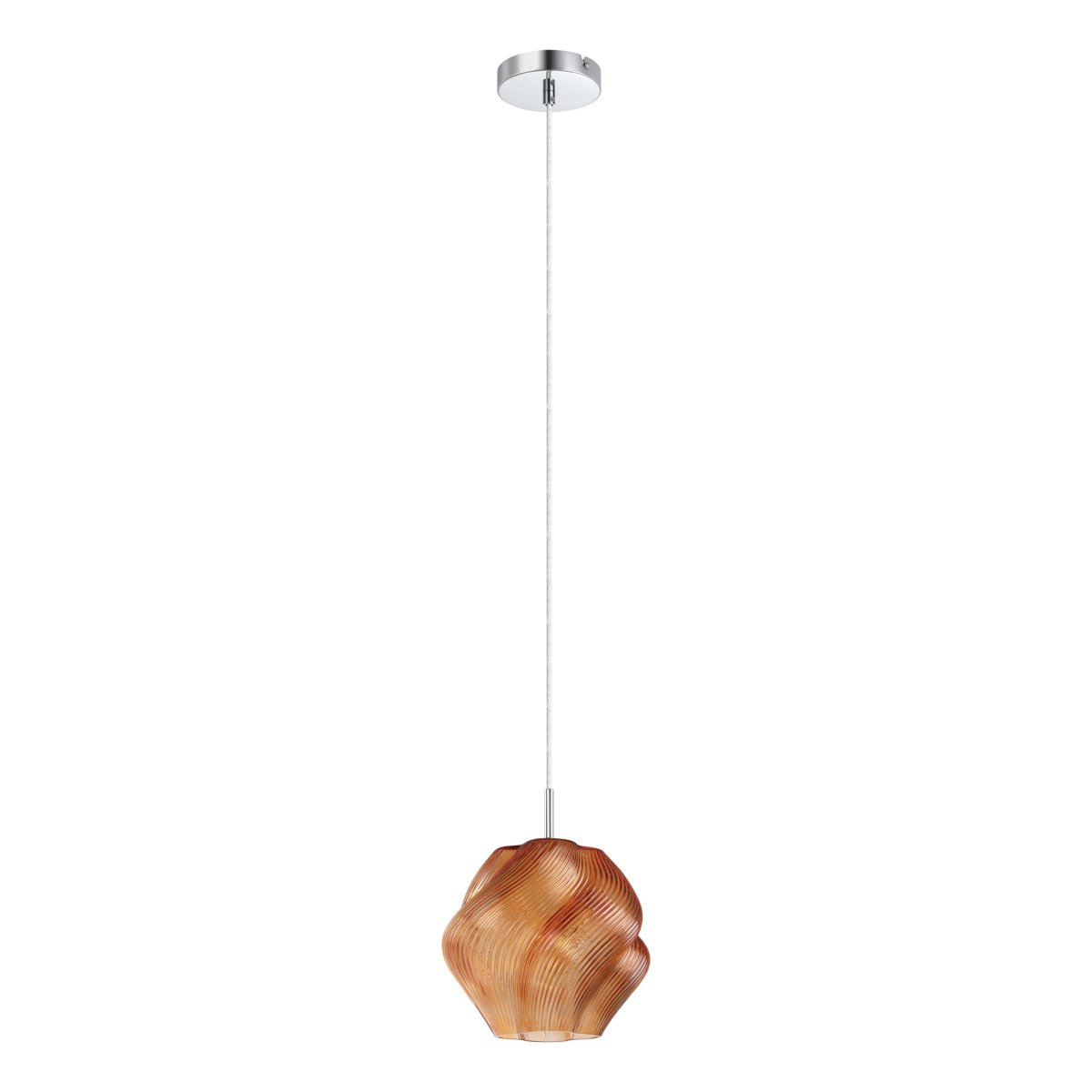 Vicenne Ø22 Naranja Lámpas de techo De Eglo - Vicenne es una lámpara colgante decorativa de cristal naranja con detalles cromados.
