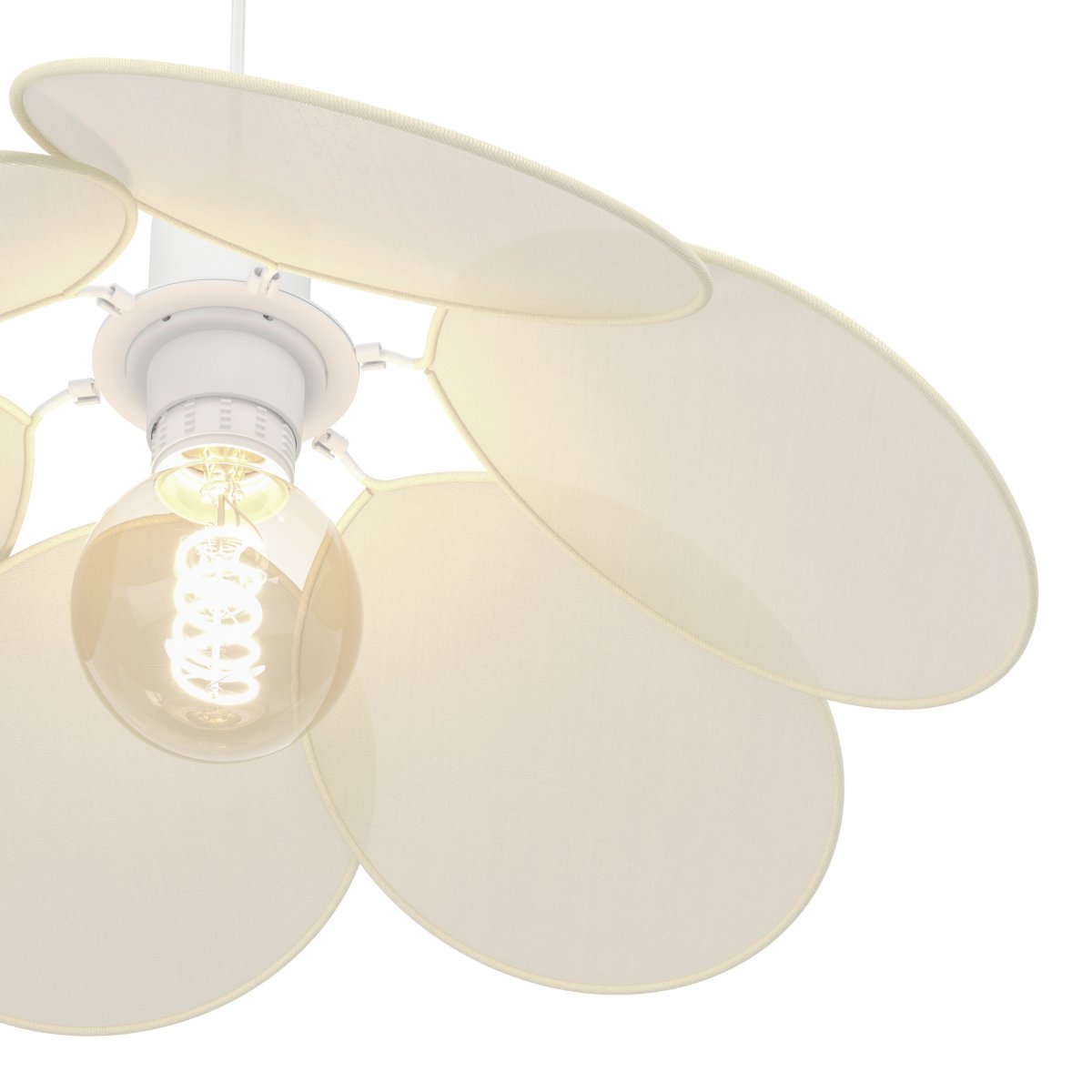 Binacua Ø40 Beige Lámpas de techo De Eglo - Binacua es una lámpara colgante decorativa con una pantalla en forma de flor, confeccionada en tela beige.