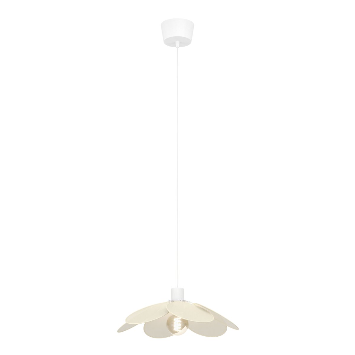 Binacua Ø40 Beige Lámpas de techo De Eglo - Binacua es una lámpara colgante decorativa con una pantalla en forma de flor, confeccionada en tela beige.
