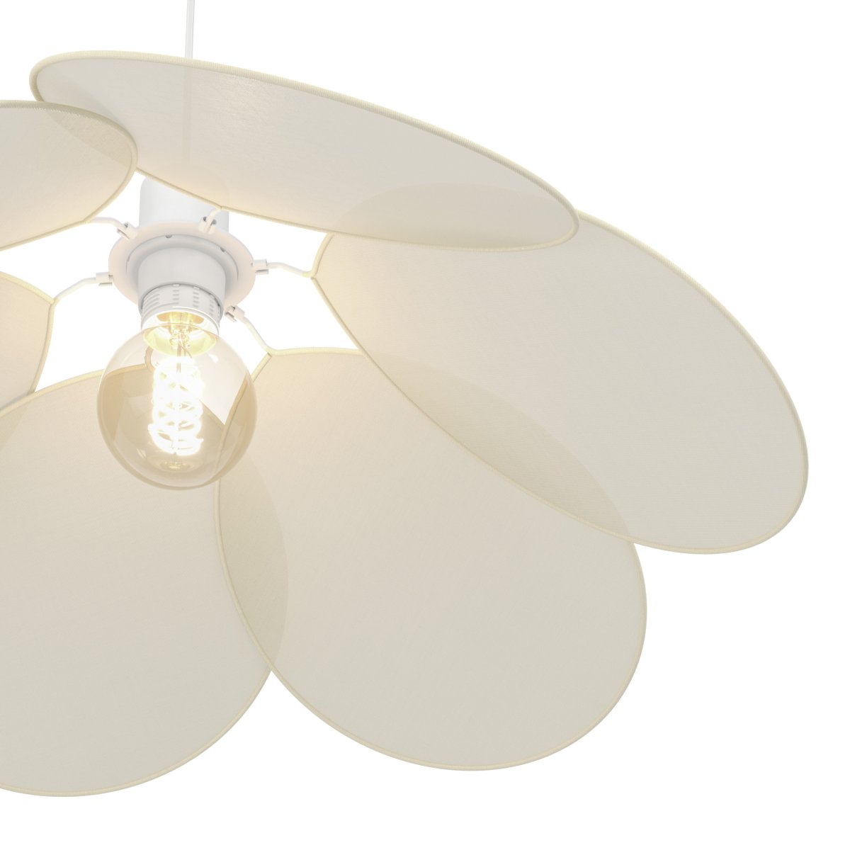 Binacua Ø60 Beige Lámpas de techo De Eglo - Binacua es una lámpara colgante decorativa con una pantalla en forma de flor, confeccionada en tela beige.