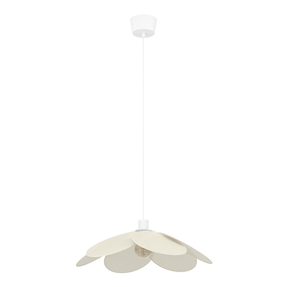 Binacua Ø60 Beige Lámpas de techo De Eglo - Binacua es una lámpara colgante decorativa con una pantalla en forma de flor, confeccionada en tela beige.