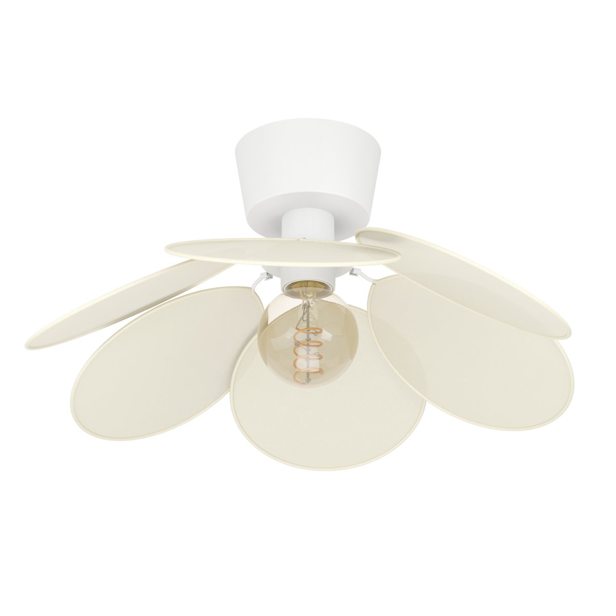 Binacua Ø45 Beige plafón De Eglo - Binacua es una lámpara de techo decorativa con una pantalla en forma de flor, confeccionada en tela beige.