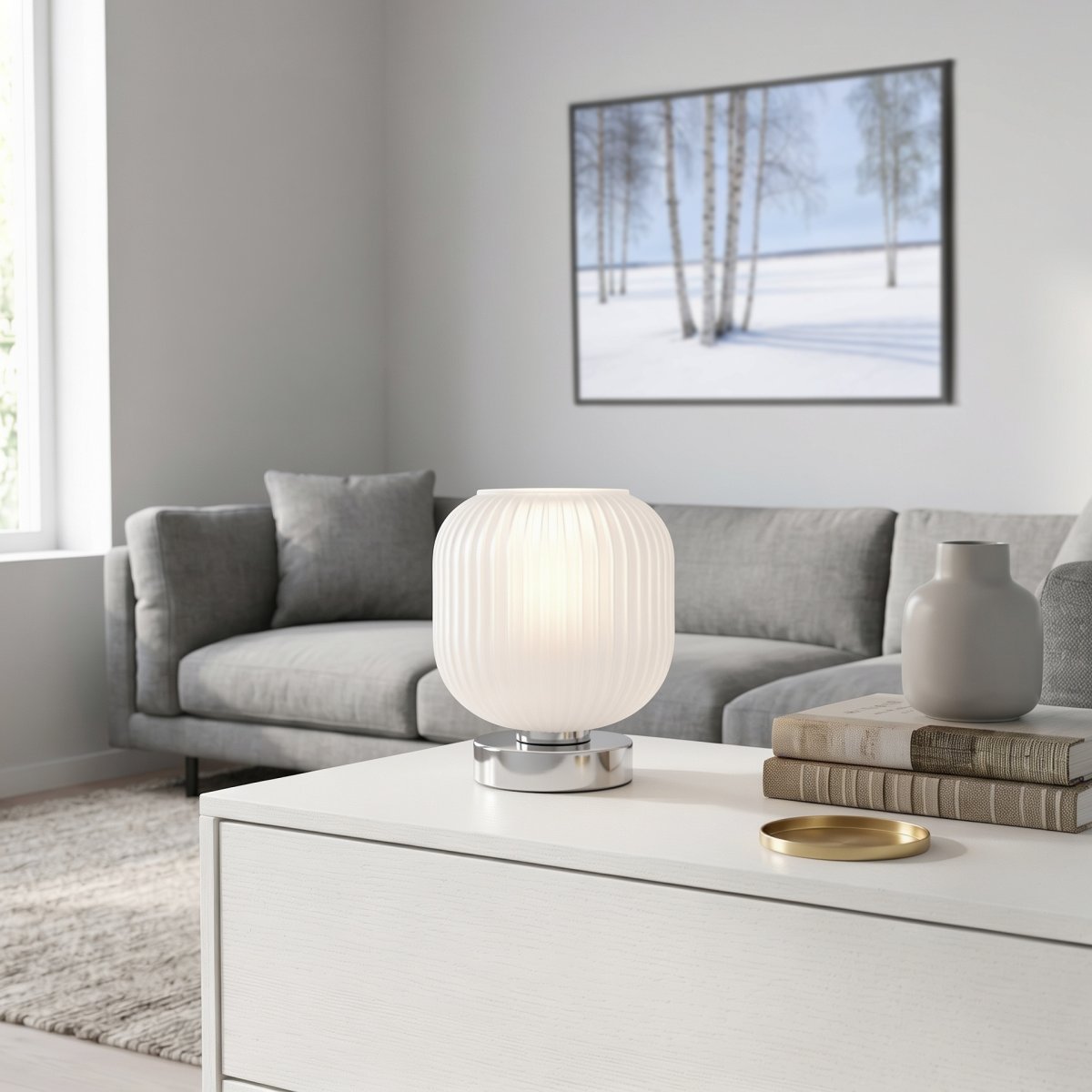Dasmina 22cm Blanco/cromo lámpara de mesa De Eglo - Gracias a su combinación de colores neutros, Dasmina se adapta a diversos espacios, como una mesa auxiliar, una mesita de noche, un escritorio o junto a una ventana.