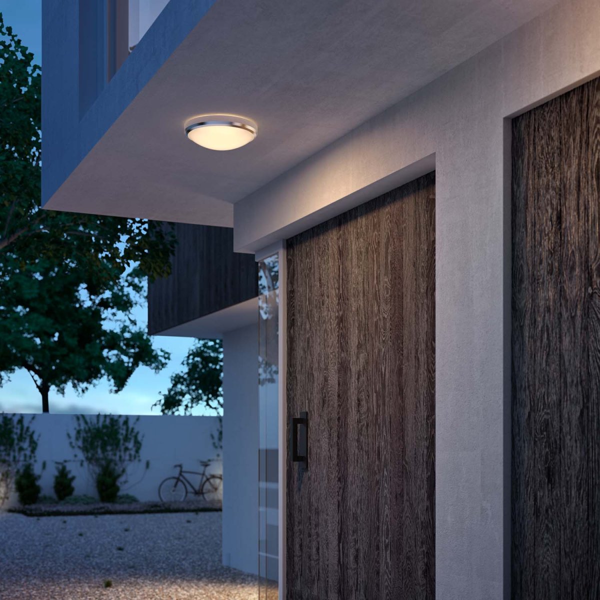 Doris Níquel De Philips - Doris es una elegante lámpara de techo para exteriores con un diseño moderno.