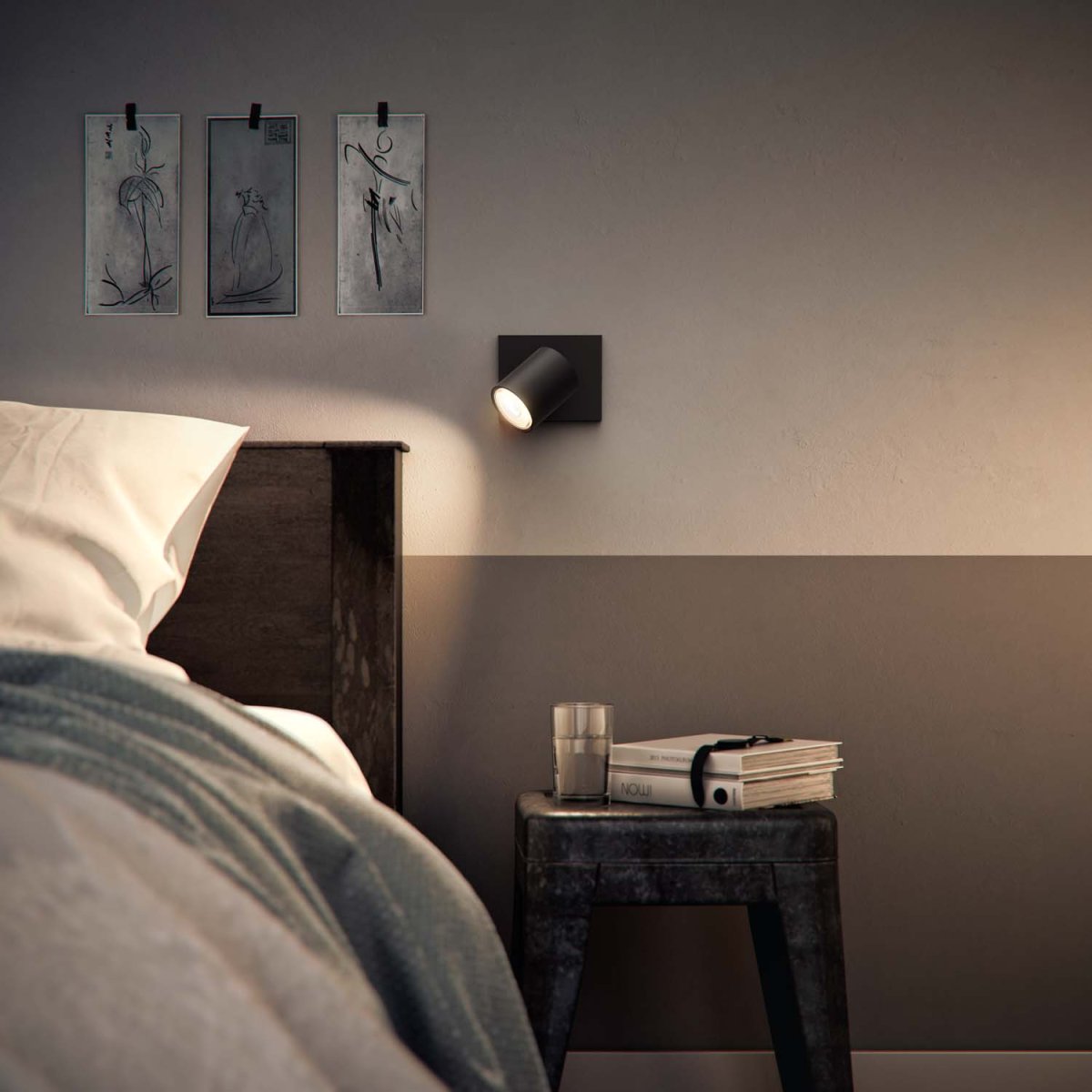 Runner Negro foco de techo De Philips - La carcasa de aluminio negro complementa perfectamente la fuente de luz.