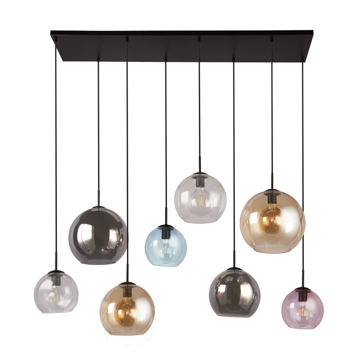 Mardi Gras 150cm Multicolor Lámpas de techo De Searchlight - La combinación de diferentes colores y la altura ajustable hacen de esta lámpara un elemento de diseño interior flexible y llamativo que añade luz y estilo.