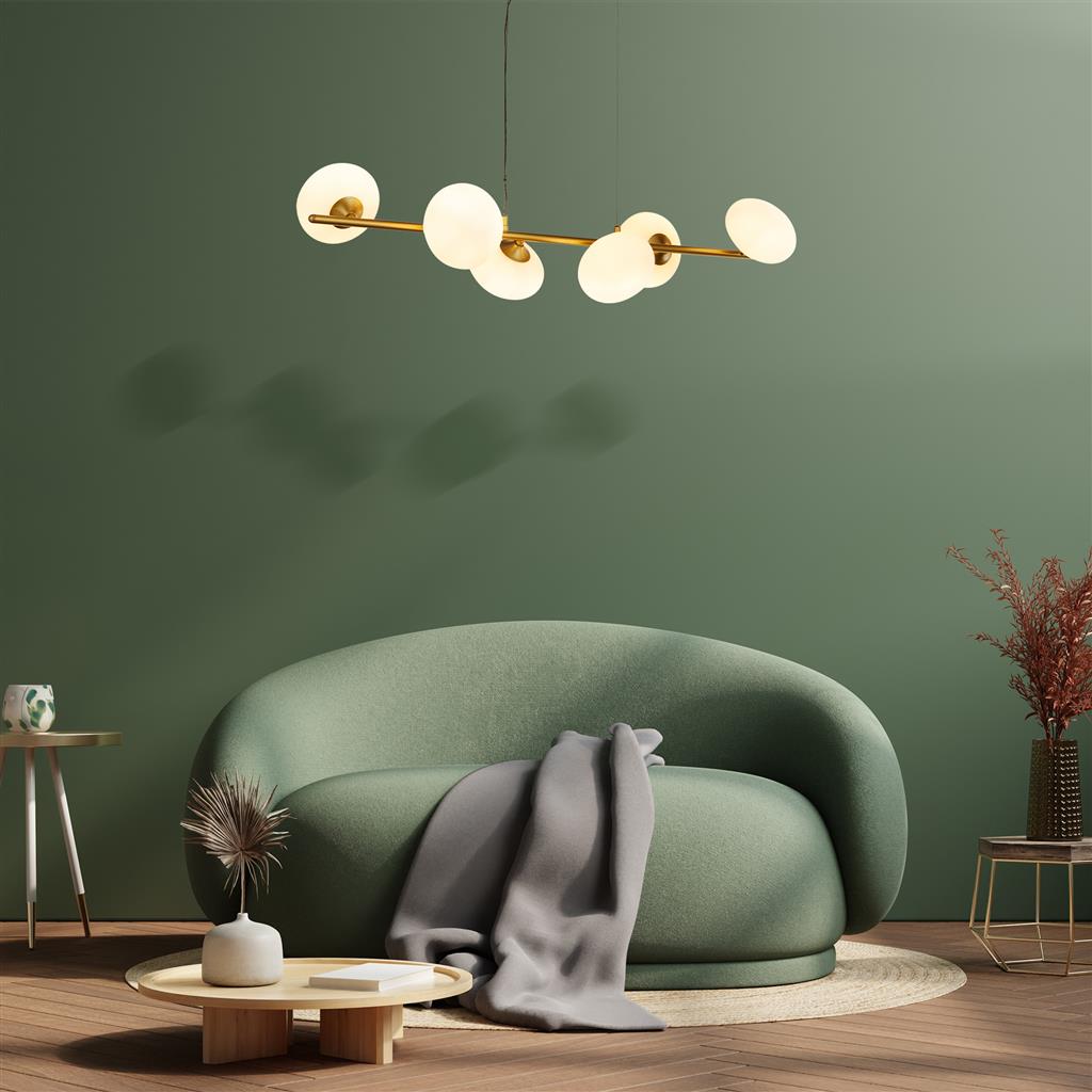 Pebble 100cm Oro Lámpas de techo De Searchlight - La l&aacute;mpara combina una forma decorativa con una iluminaci&oacute;n funcional y r&aacute;pidamente se convertir&aacute; en una de las favoritas de su hogar.