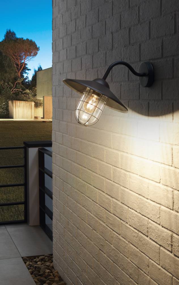 Melgoa Negro lámpara de exterior De Eglo - El diseño de inspiración retro de la lámpara la convierte en un complemento elegante para el hogar o el jardín, donde crea un ambiente rústico y encantador.