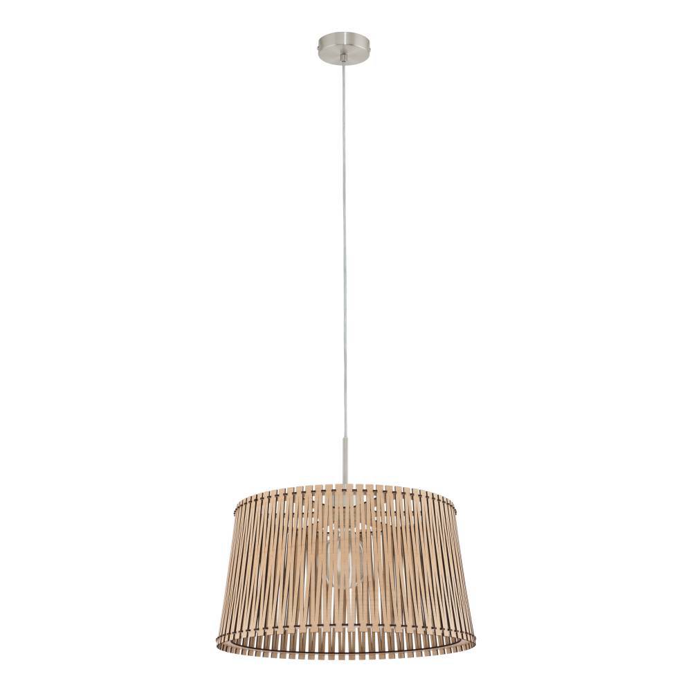 Sendero Ø45 Madera clara Lámpas de techo De Eglo - La hermosa pantalla hecha de láminas de madera proporciona una luz suave y agradable y confiere a la estancia un ambiente cálido y acogedor.