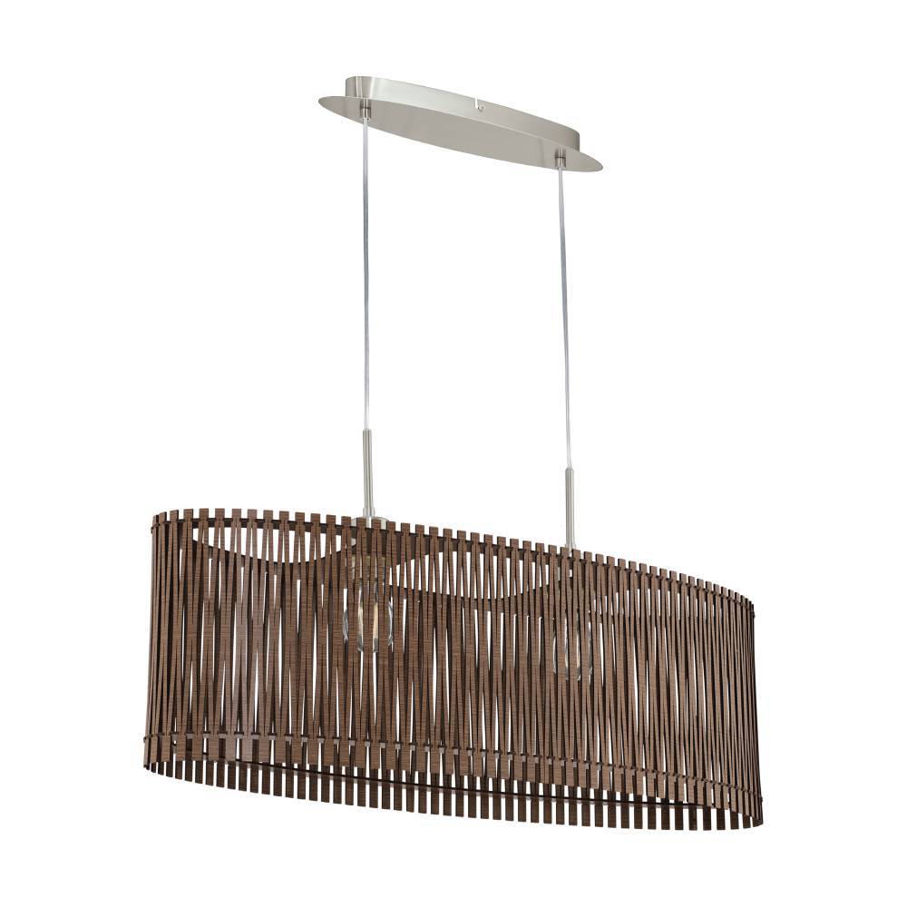 Sendero 77cm madera oscura Lámpas de techo De Eglo - La hermosa pantalla ovalada hecha de láminas de madera de color marrón proporciona una luz suave y agradable al tiempo que confiere a la estancia un ambiente cálido y acogedor.