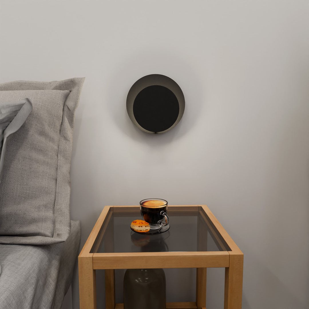 Circle 22cm Negro lámpara de pared De Emibig Lighting - Sus c&iacute;rculos geom&eacute;tricos llaman la atenci&oacute;n y gracias a los elementos de madera el interior parece c&aacute;lido y acogedor.