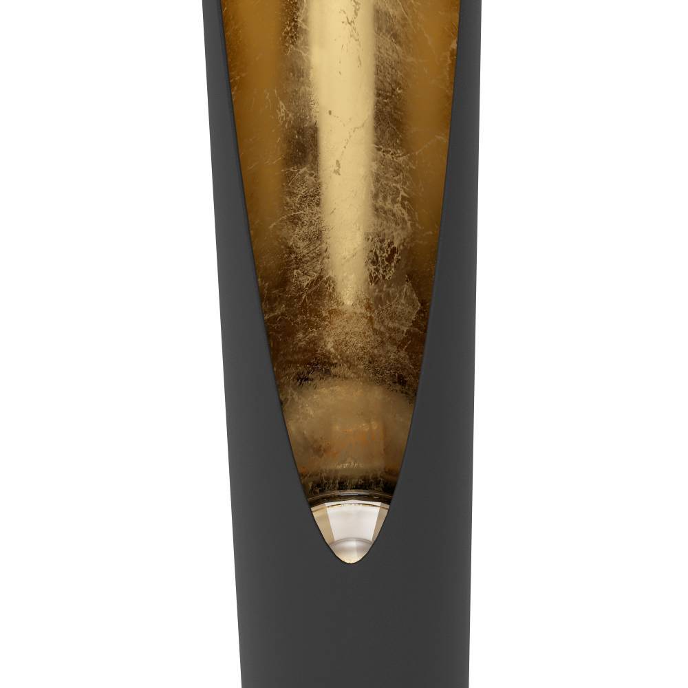 Barbotto 40cm Negro lámpara de mesa De Eglo - Esta lámpara de pie es una obra maestra del diseño moderno con su base de metal negro y su interior dorado que refleja la luz de una manera cálida y agradable.
