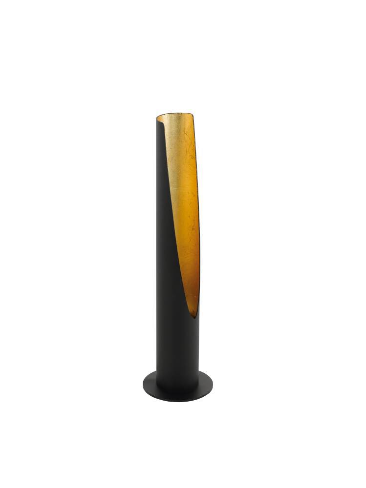Barbotto 40cm Negro lámpara de mesa De Eglo - Esta lámpara de pie es una obra maestra del diseño moderno con su base de metal negro y su interior dorado que refleja la luz de una manera cálida y agradable.