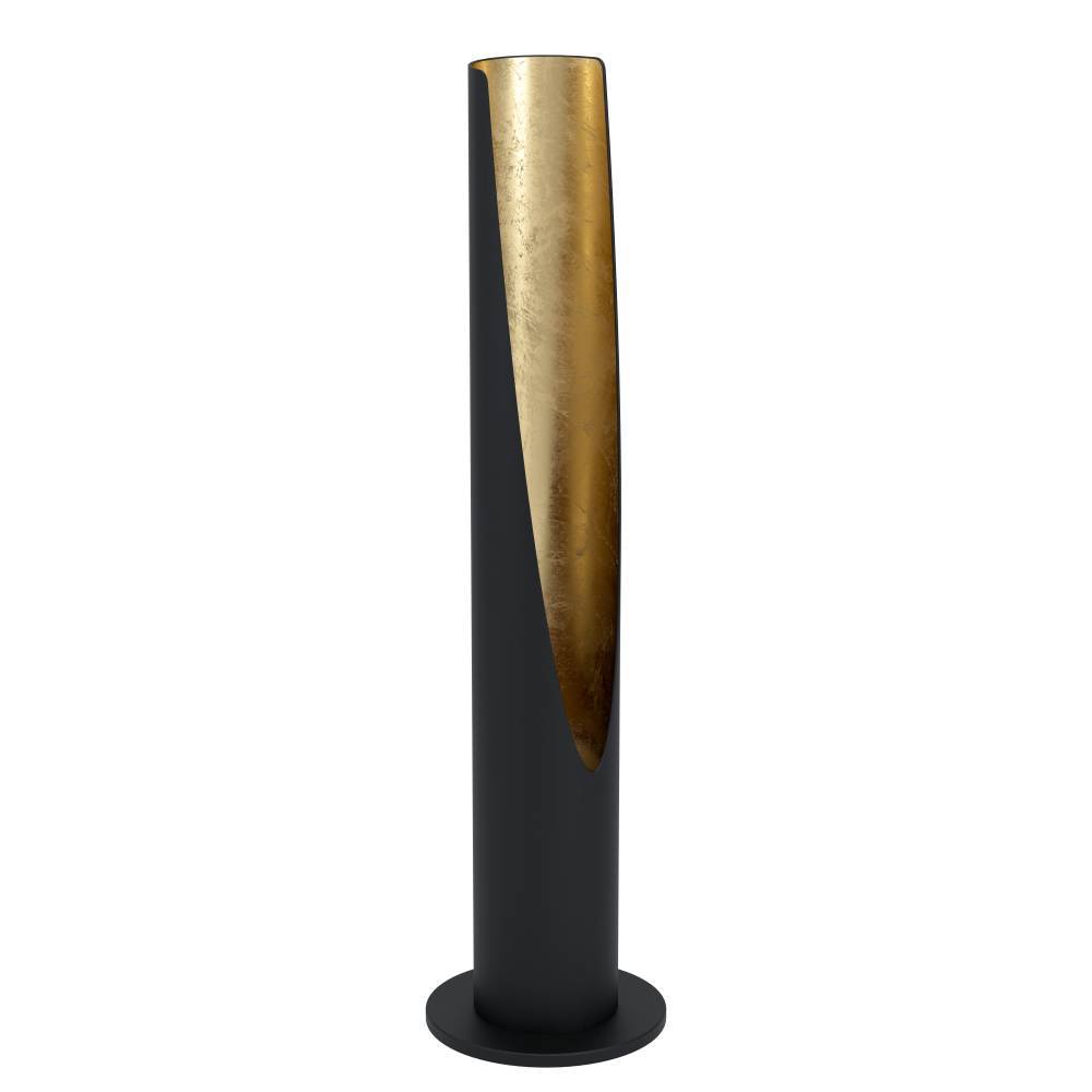 Barbotto 40cm Negro lámpara de mesa De Eglo - Esta lámpara de pie es una obra maestra del diseño moderno con su base de metal negro y su interior dorado que refleja la luz de una manera cálida y agradable.