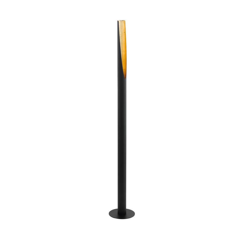 Barbotto Negro lámpara de pie De Eglo - Esta lámpara de pie es una obra maestra del diseño moderno con su base de metal negro y su interior dorado que refleja la luz de una manera cálida y agradable.