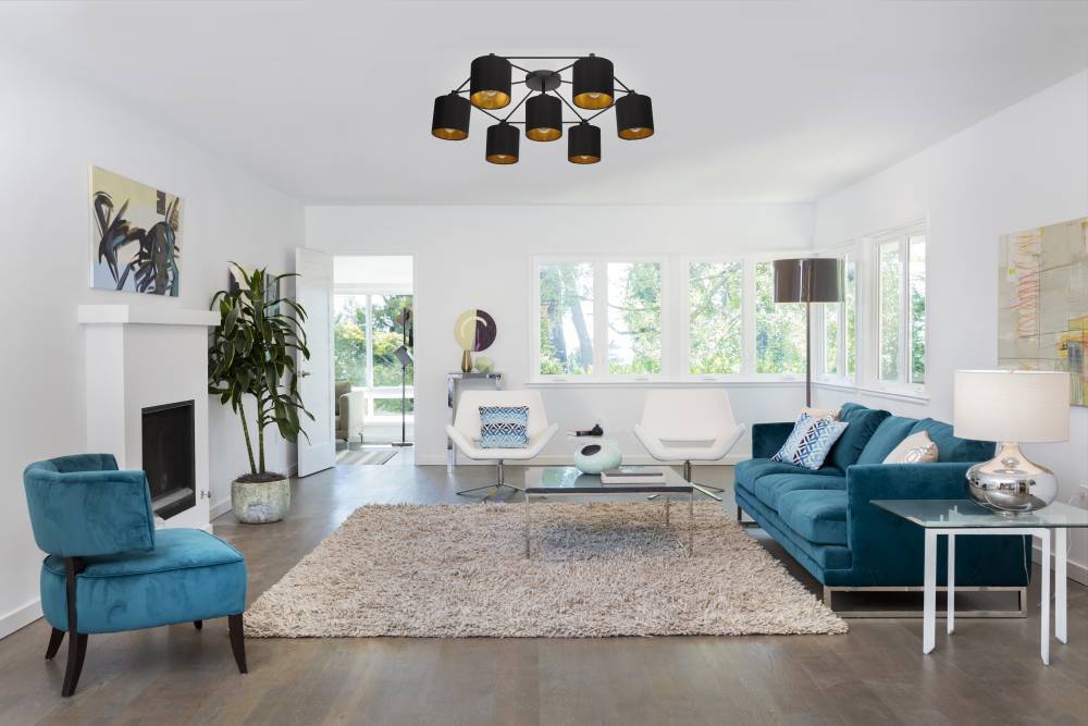 Staiti 84cm Negro plafón De Eglo - Su robusta construcción y su llamativo diseño hacen de esta lámpara un elemento central de su interior y un tema de conversación para todos los invitados.