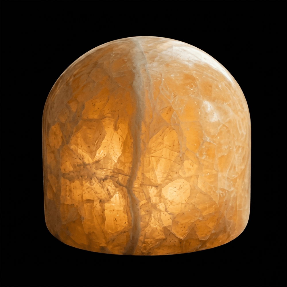 Marble 9cm Beige De Unison - Esta l&aacute;mpara de mesa de m&aacute;rmol est&aacute; elaborada con m&aacute;rmol aut&eacute;ntico pulido en un c&aacute;lido tono beige, creando una luz suave y acogedora.