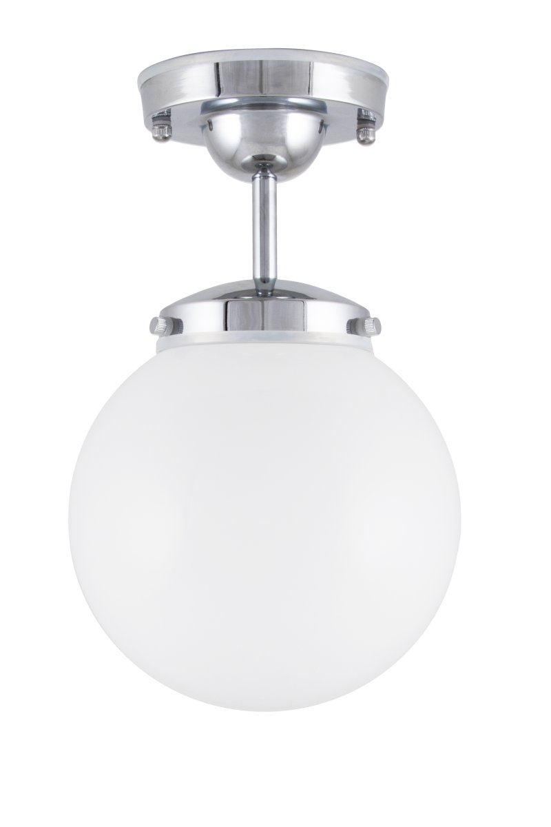 Alley Ø20 Cromo/blanco lámpara de baño De Globen Lighting - Alley se integra perfectamente en el techo del baño y cuenta con clasificación IP44.