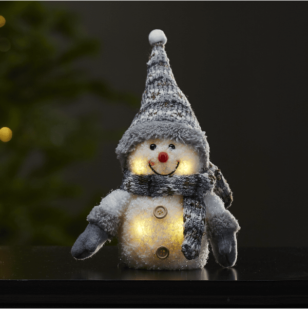 Joylight Muñeco De Nieve Blanco De Star Trading - Figura decorativa a pilas con forma de acogedor mu&ntilde;eco de nieve con iluminaci&oacute;n LED.