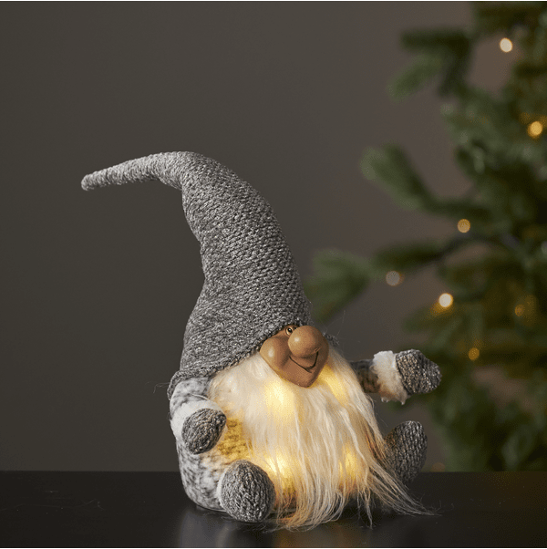 Joylight Papá Noel Gris De Star Trading - Gris acogedor; Papá Noel, cuyo cuerpo brilla maravillosamente con una cálida luz blanca.