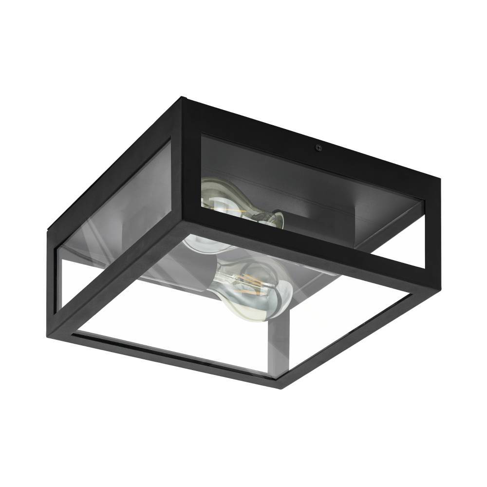 Amezola 30cm Negro lámpara de baño De Eglo - Su diseño abierto y fuentes de luz visibles hacen de la lámpara un detalle decorativo que además proporciona una luz clara y agradable.