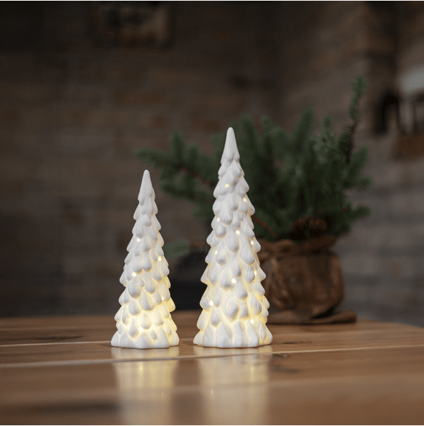 Vinter 26cm Blanco De Star Trading - &Aacute;rboles de porcelana blanca brillante, funcionan con pilas.
