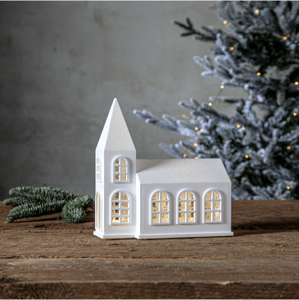 Vinter 20cm Blanco De Star Trading - Cuenta con un techo blanco brillante y hermosas ventanas.