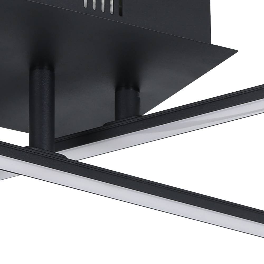 Lasana 50cm Negro plafón De Eglo - Esta lámpara de techo tiene un diseño moderno y futurista con brazos LED entrecruzados en un acabado negro mate.